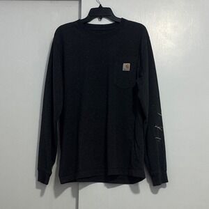 Carhartt Men's Dark Gray Relaxed Fit Long Sleeve Graphic Pocket T-Shirt Size L